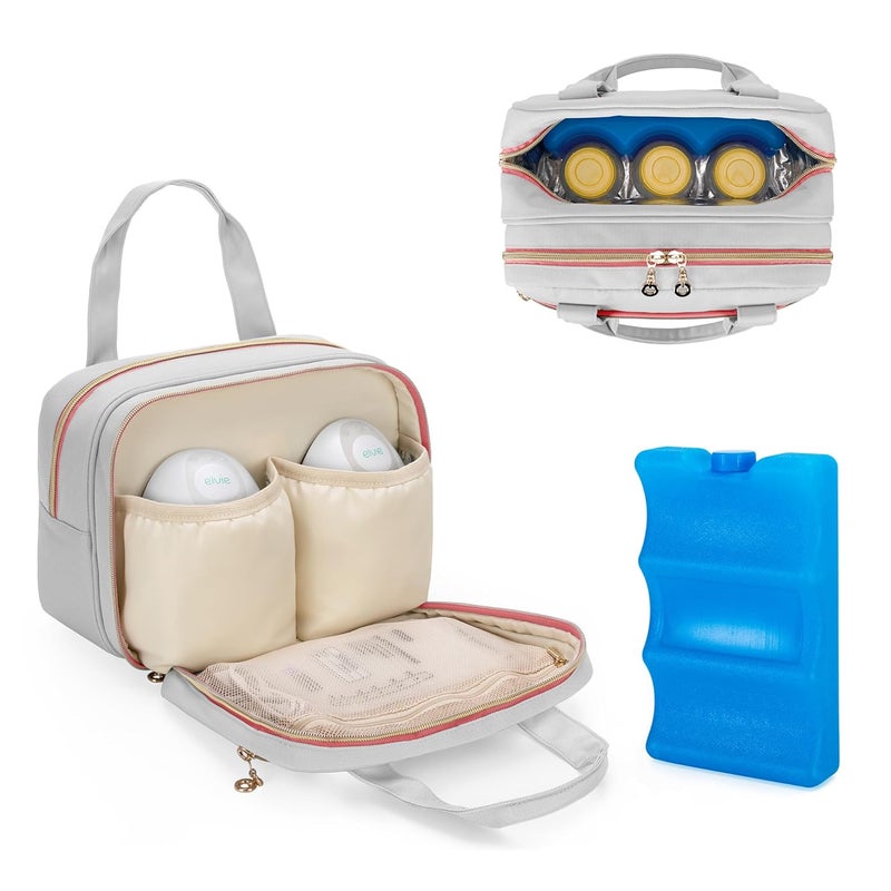 Damero Wearable Breast Pump Bag with Ice Pack Compatible with Elvie, Momcozy and Medela Breast Pump, Carrying Bag for Wearable Breast Pump, Bottles, Pump Parts and More, Patent Design - Image 1
